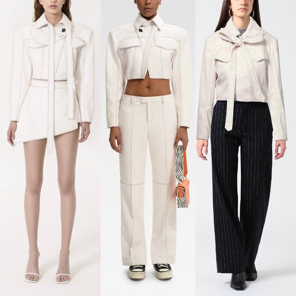 Material - Eco Leather Stitched Crop Jacket - Med - NWT - Picture 10 of 10